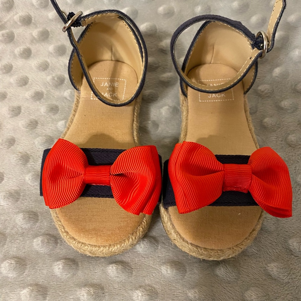 Brand new navy and red bow Janie and Jack espadrilles